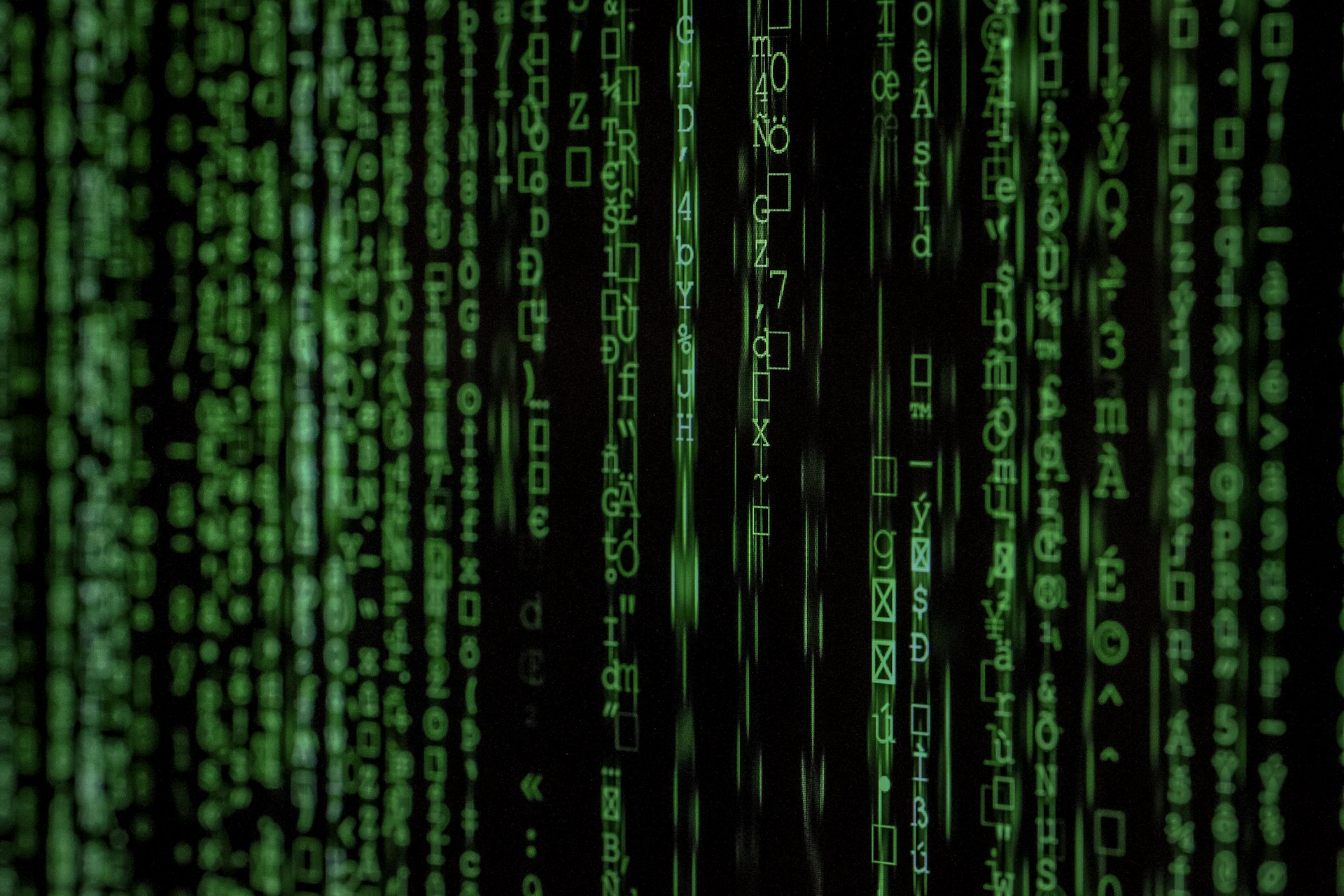 The Matrix code and social media interface merge